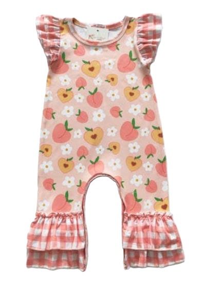 Peach Romper, Size: 0/6M