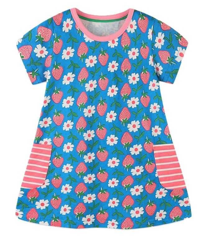 STRAWBERRY POCKET DRESS, Size: 2T