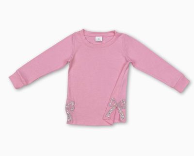 Pink LS side bow applique
