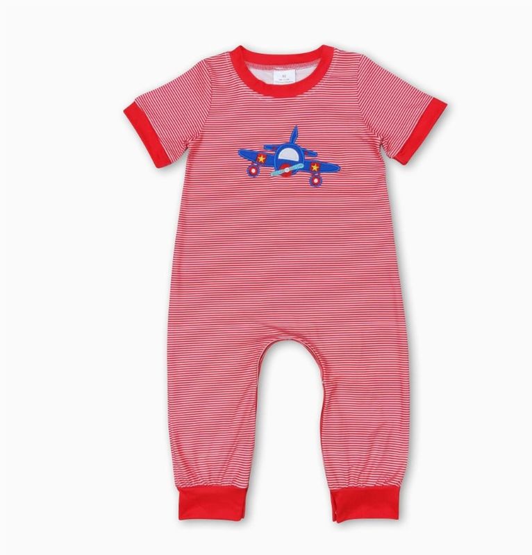 Red Stripe Airplane Romper
