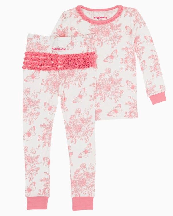 Toddler Butterfly Garden Toile Bamboo Set, Size: 2T