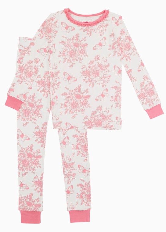 Girls Butterfly Garden Toile Bamboo Set, Size: 5/6