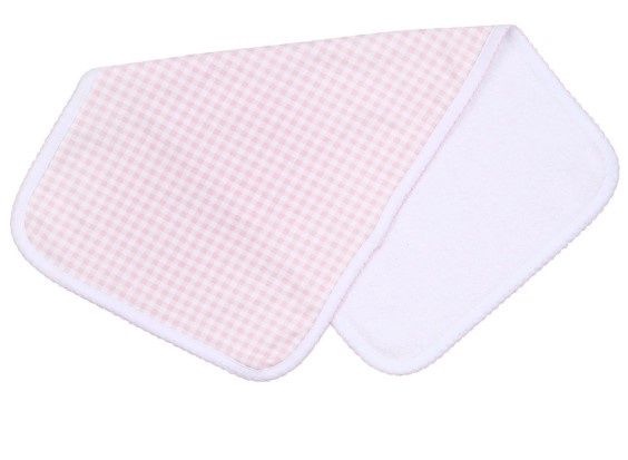 Gingham Bib &amp; Burp Cloth Set, COLOR: Pink