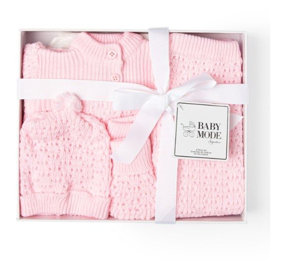 4 Piece Boxed Knit Set, COLOR: Pink