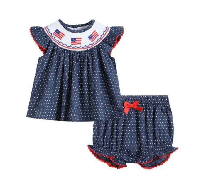 Polka Dot Smocked Flag Outfit