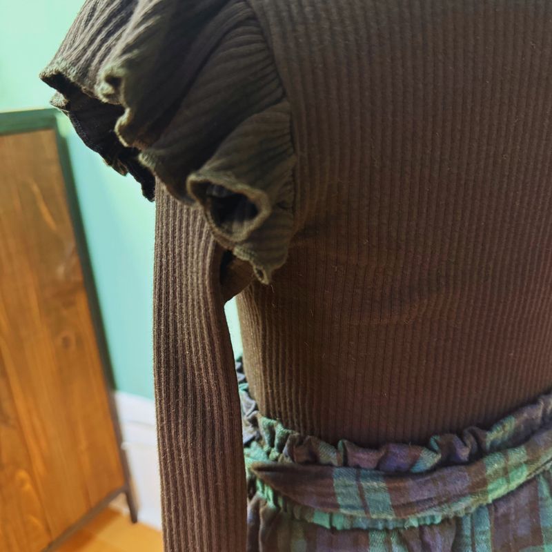 Youth Green Plaid Skirt Set