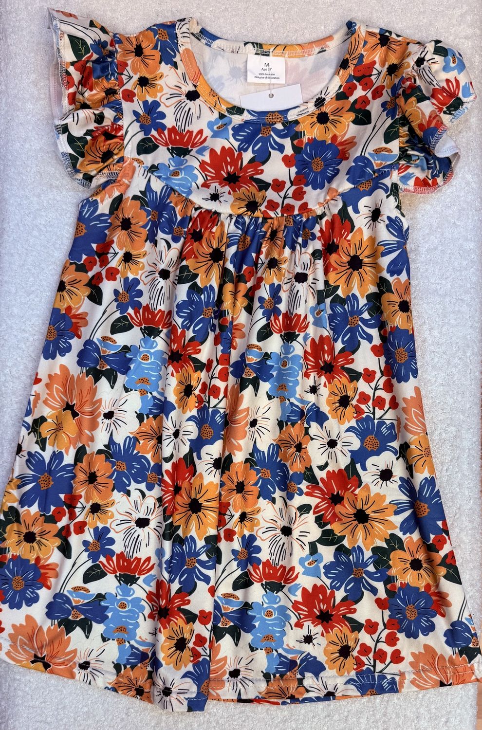 YELLOW ORANGE FLOWER DRESS