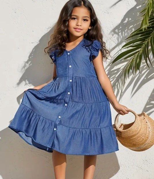 Tween Denim Tiered Dress