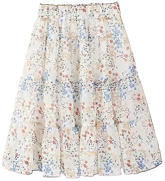 Cream Chiffon Floral Skirt