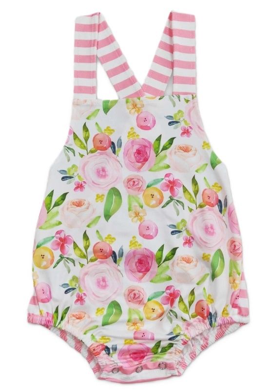 Pink Floral Sunsuit, Size: 2T