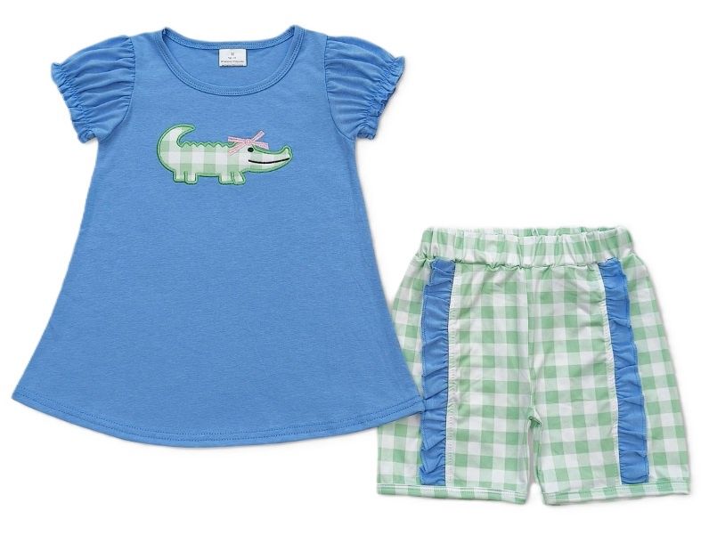 Gingham Girls Gator Outfit, Size: 5/6
