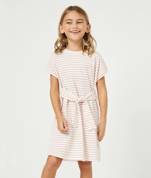 Pink Stripe Casual Tween Dress, Size: 7/8
