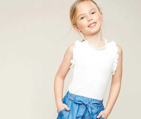 White Ruffle Sleeve Tween Tank