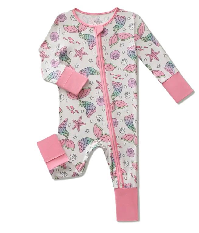Pink Mermaid Tails Bamboo Zippy, Size: 0/3M
