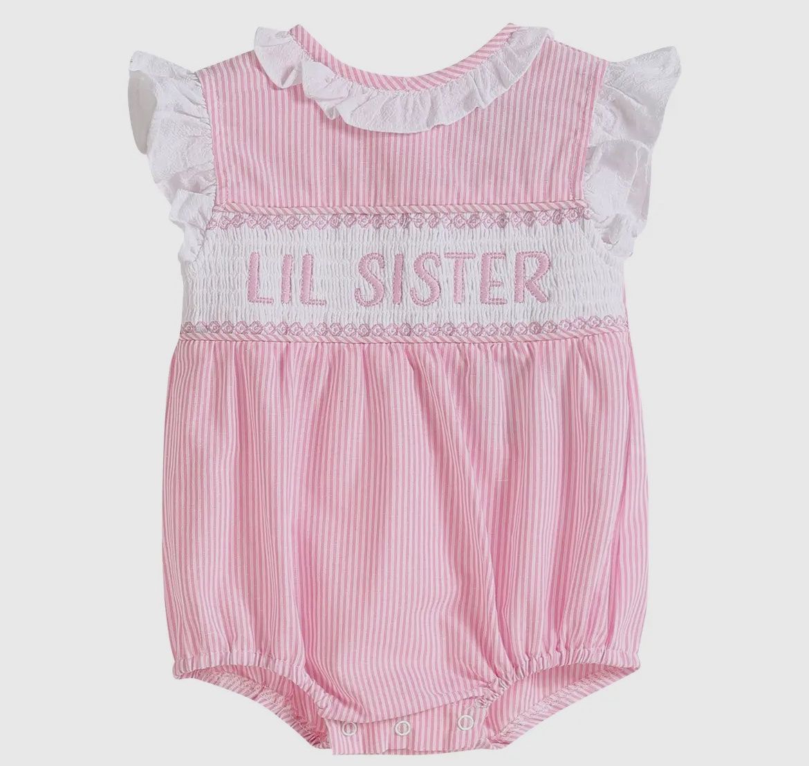 Smocked Little Sister Romper, Size: 3/6M