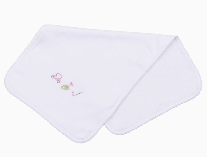 Tiny Tee Time Burp Cloth, COLOR: Pink