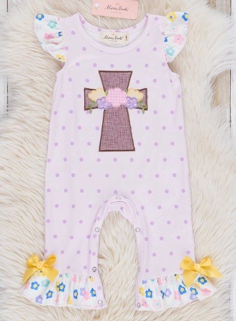 Lilac Easter Cross Romper, Size: 6/12M