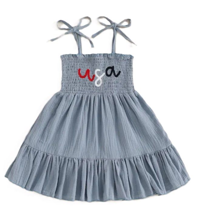 Smocked French Knot USA Dress, Size: 4/5T