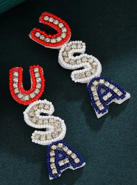 Beaded USA Earrings
