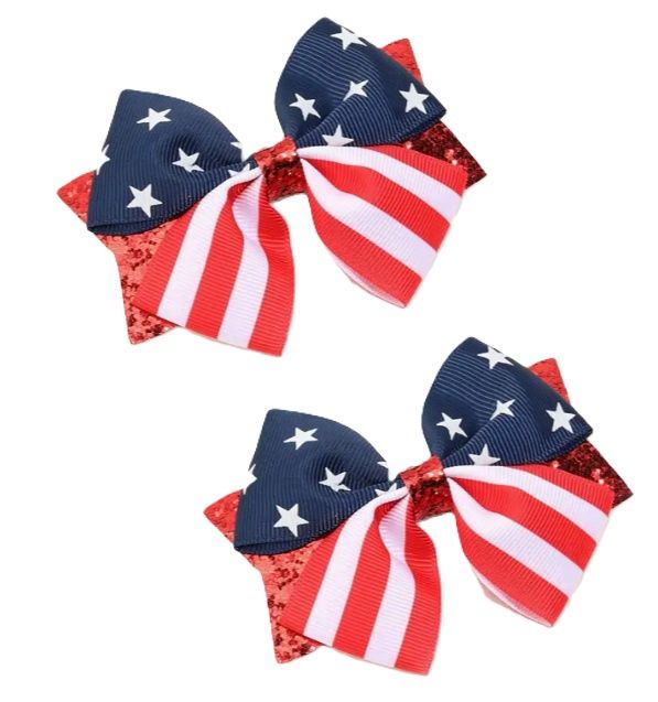 Red White Blue Bow PAIR