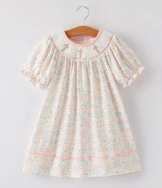 Smocked Floral Cross Dress