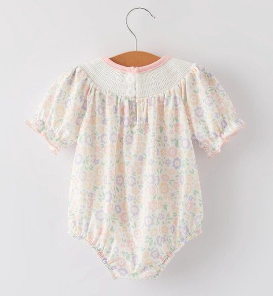 Smocked Floral Cross Bubble