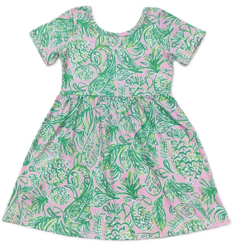 Watercolor Green &amp; Pink Dress, Size: 2T
