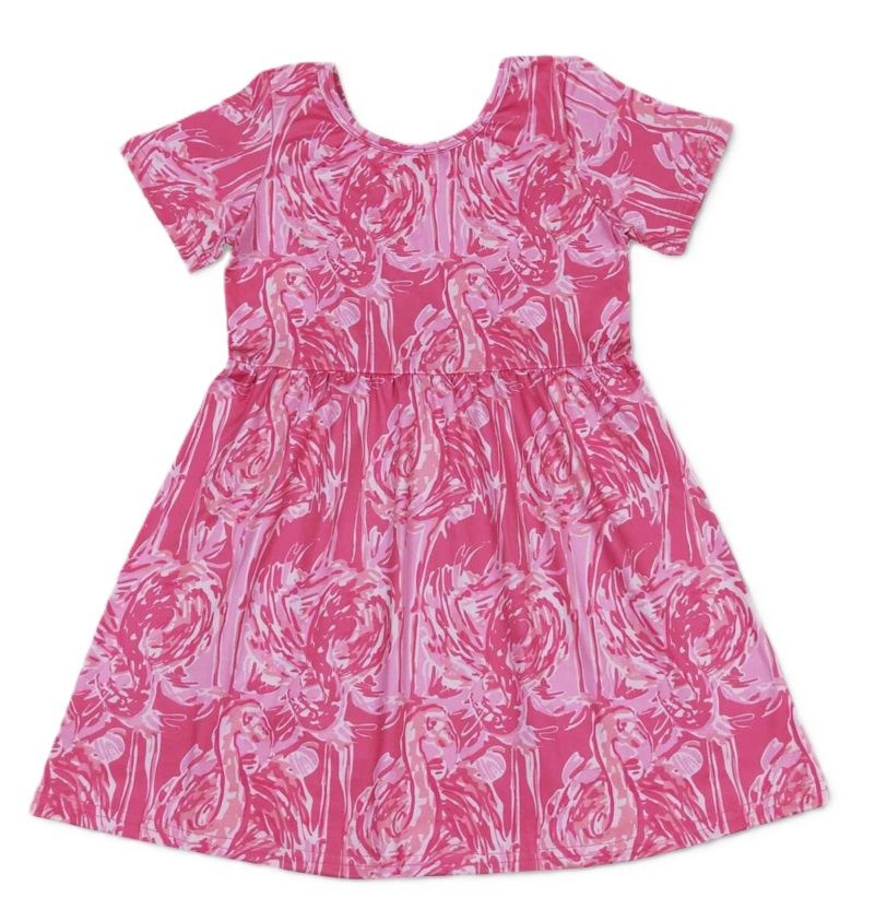 Watercolor Pink Flamingo Dress, Size: 2T