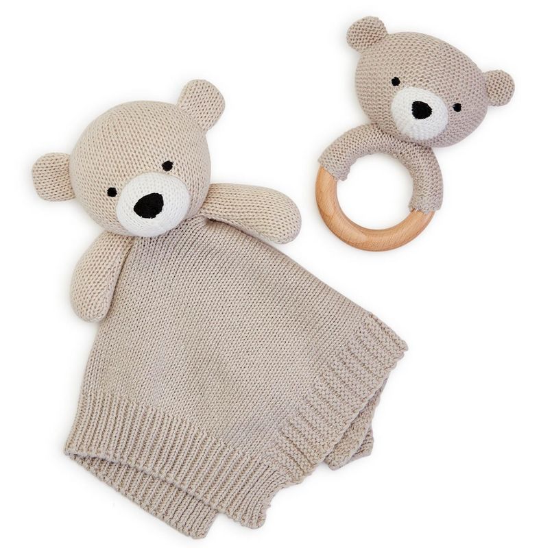 Knitted Bear Rattle Set