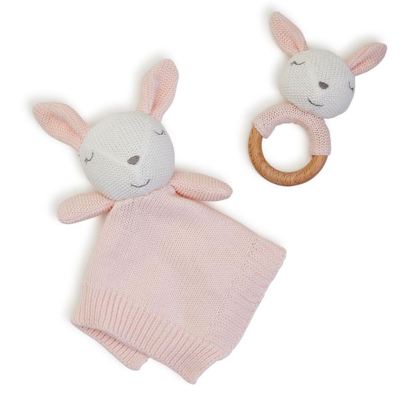 Knitted Bunny Rattle Set