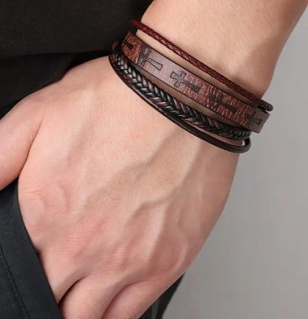 Leather Cross Bracelet