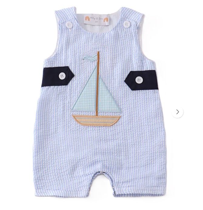 Seersucker Sailboat Jon Jon, Size: 24m