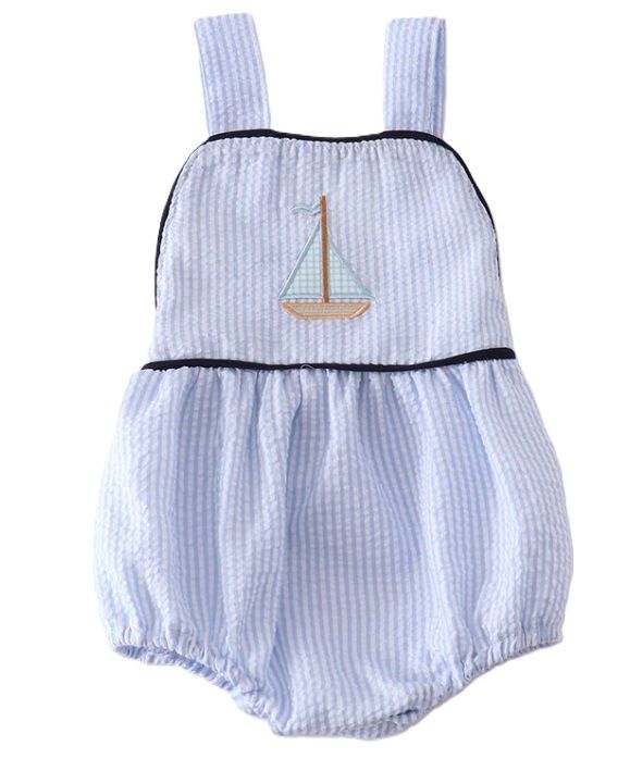 Seersucker Sailboat Bubble, Size: NB