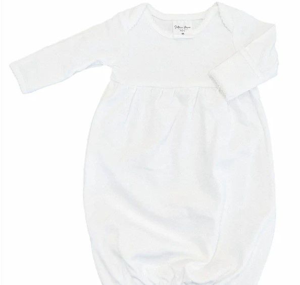 Picot Trim Baby Gown, Colour: White/White, Size: NB