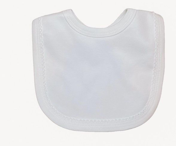Picot Trimmed Bib, COLOR: White/White
