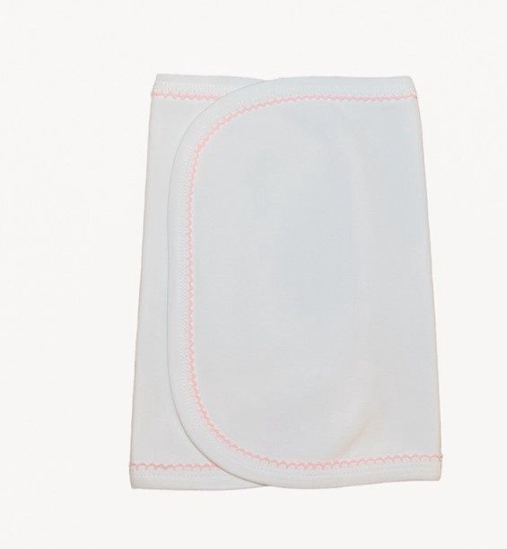 Picot Trimmed Burp Cloth, COLOR: White/Pink