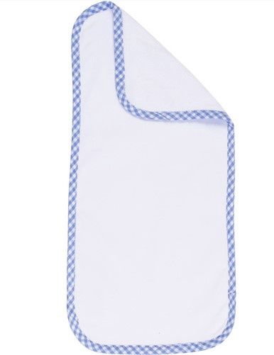 Gingham Trimmed Burp, COLOR: Blue