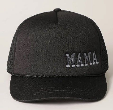 MAMA Embroidered Trucker Hat, COLOR: Black