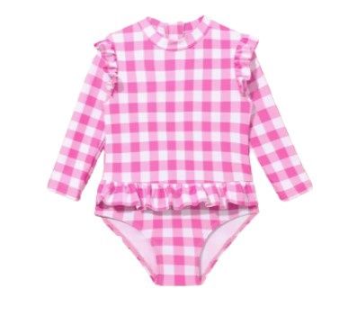 Pink Gingham LS Swim