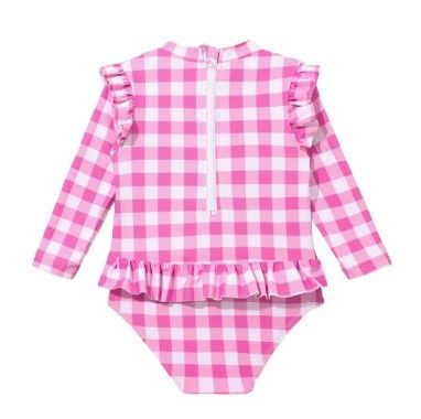 Pink Gingham LS Swim