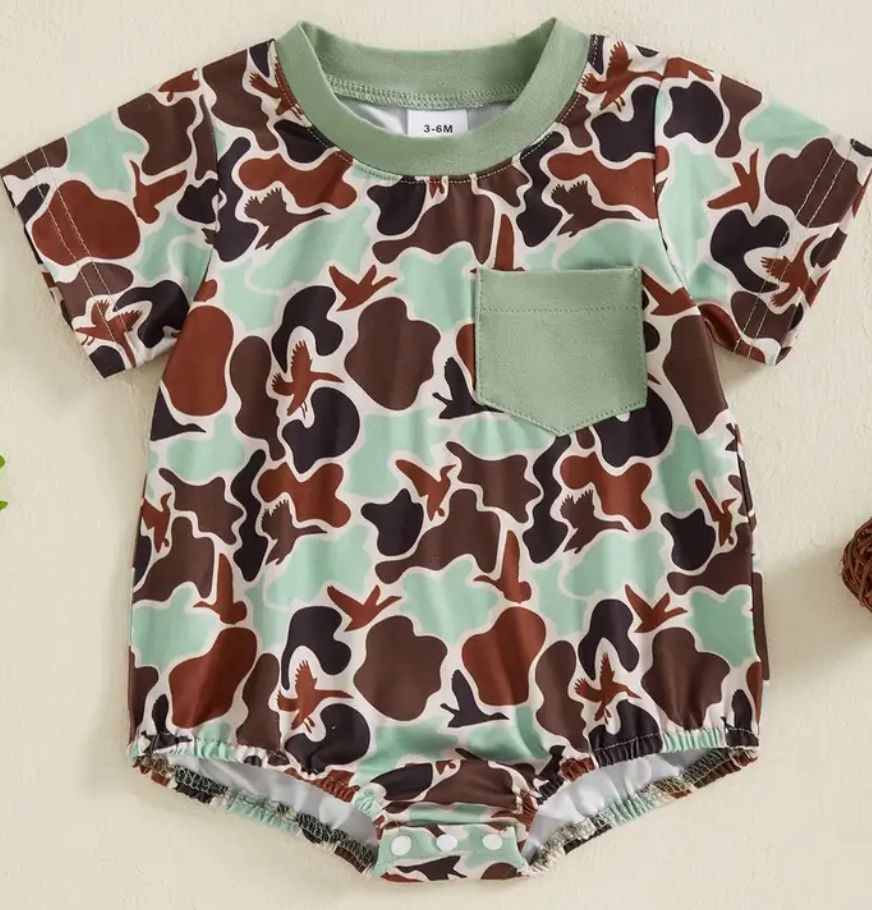 Camo Baby Romper, COLOR: Army Green, Size: 0/3M