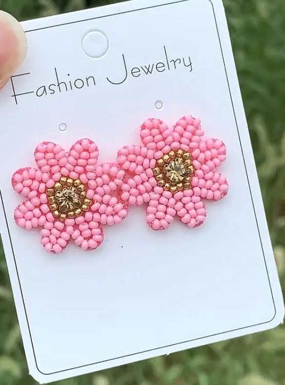 Pink Daisy Earrings