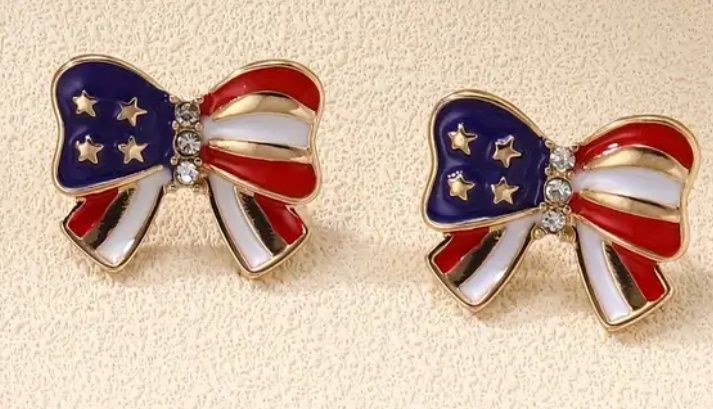 Mini Flag Bow Earrings