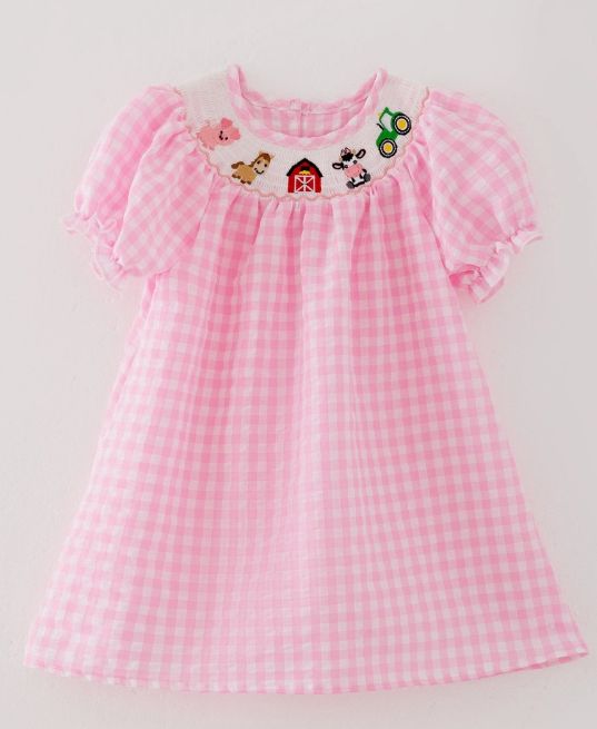 Pink Smocked Farm Dress