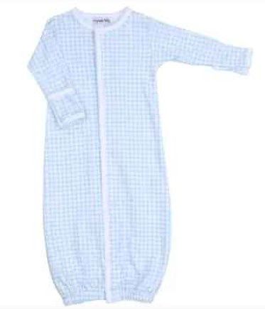 Blue Mini Checks Converter Gown, Size: Preemie