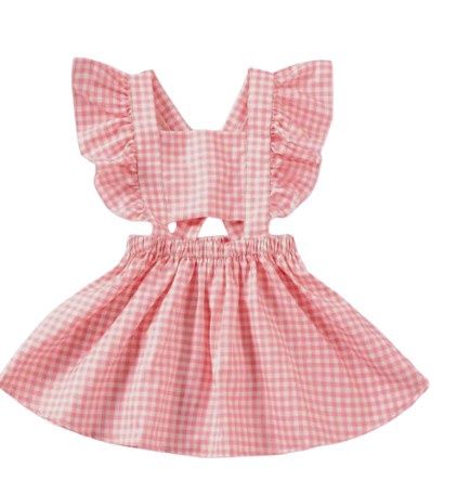 Pink Gingham Midriff Dress, Size: 2T
