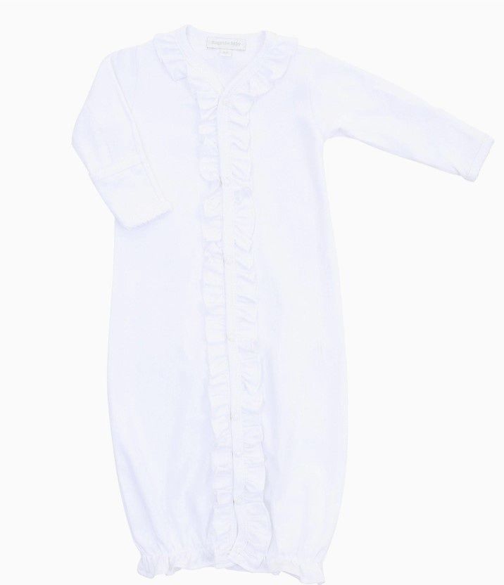 Essentials White Ruffle Converter Gown, Size: Newborn