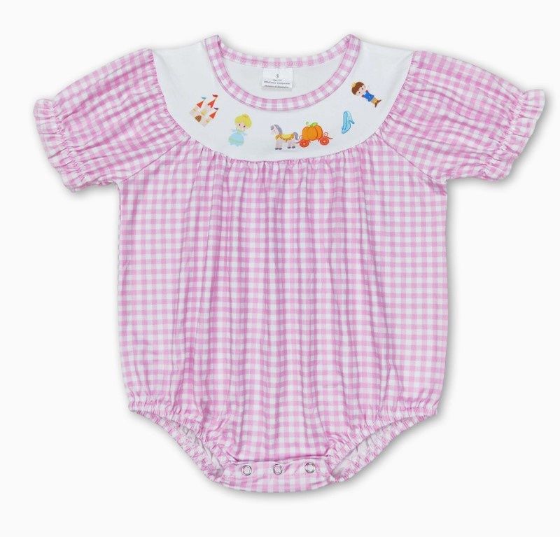 Pink Gingham Princess Print Bubble, Size: 0/3M