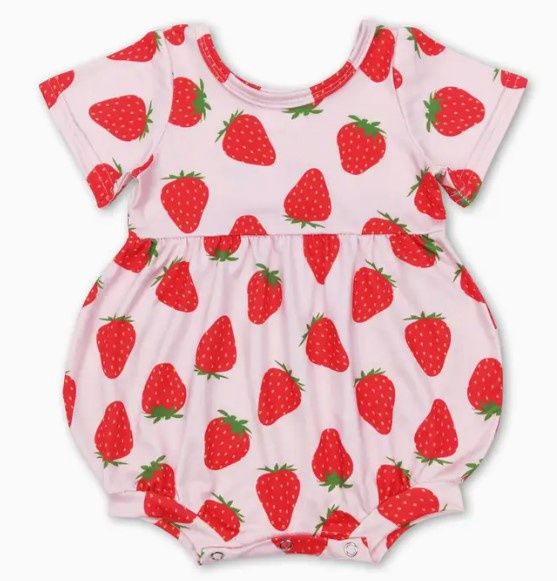 Strawberry Print Bubble, Size: 0/3M