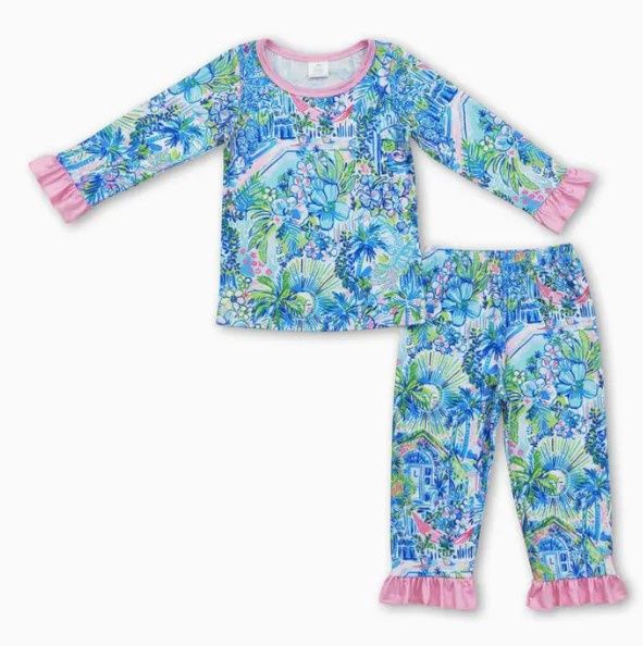 Long Sleeve Lilly Ruffle PJs, Size: 2T